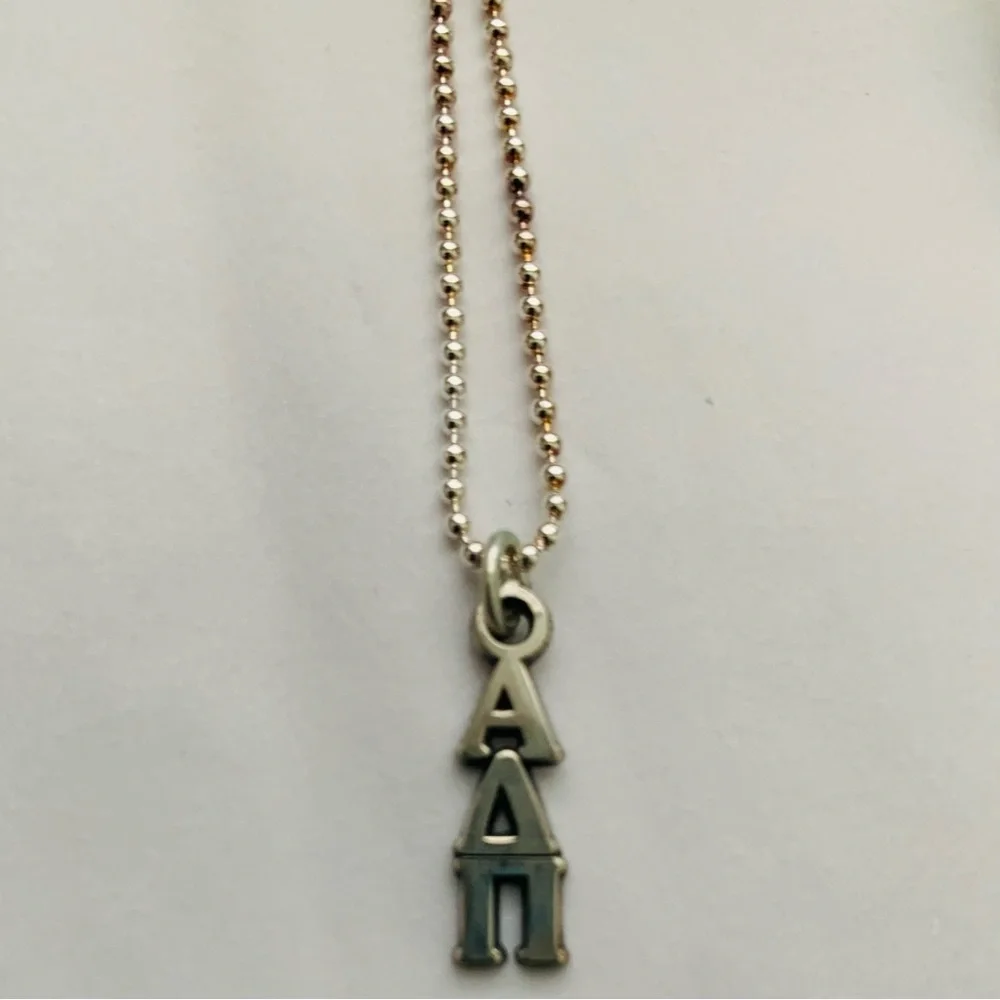 STERLING SORORITY Alpha Delta Pi Vertical Silver Necklace ADPI NIB VINTAGE